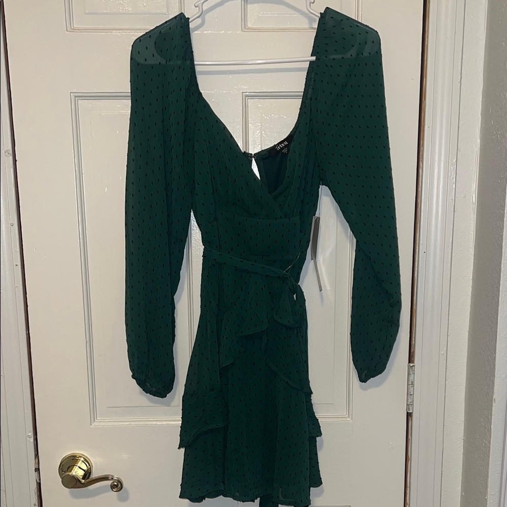 Trixxi Teal Long Sleeve Wrap Dress